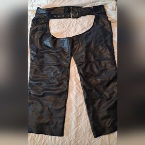 Cycle Leather Black Leather Chaps 5XL